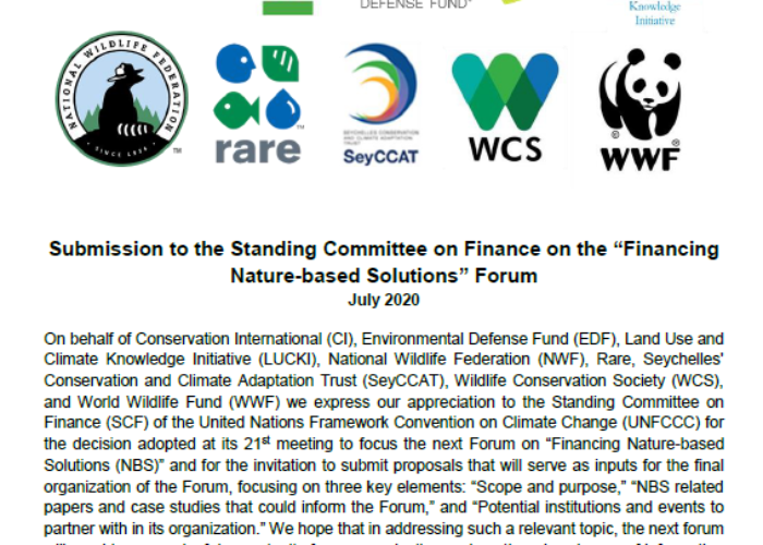 Submission to the Standing Committee on Finance on the “Financing Nature-based Solutions” Forum